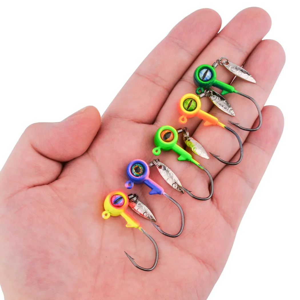 50 Uds anzuelo de pesca con cabeza de anzuelo 1,75g 3,5g 5g 7g 10g anzuelo de ojo grande con hoja anzuelo sin malezas para pesca de gusanos blandos - imagen 3