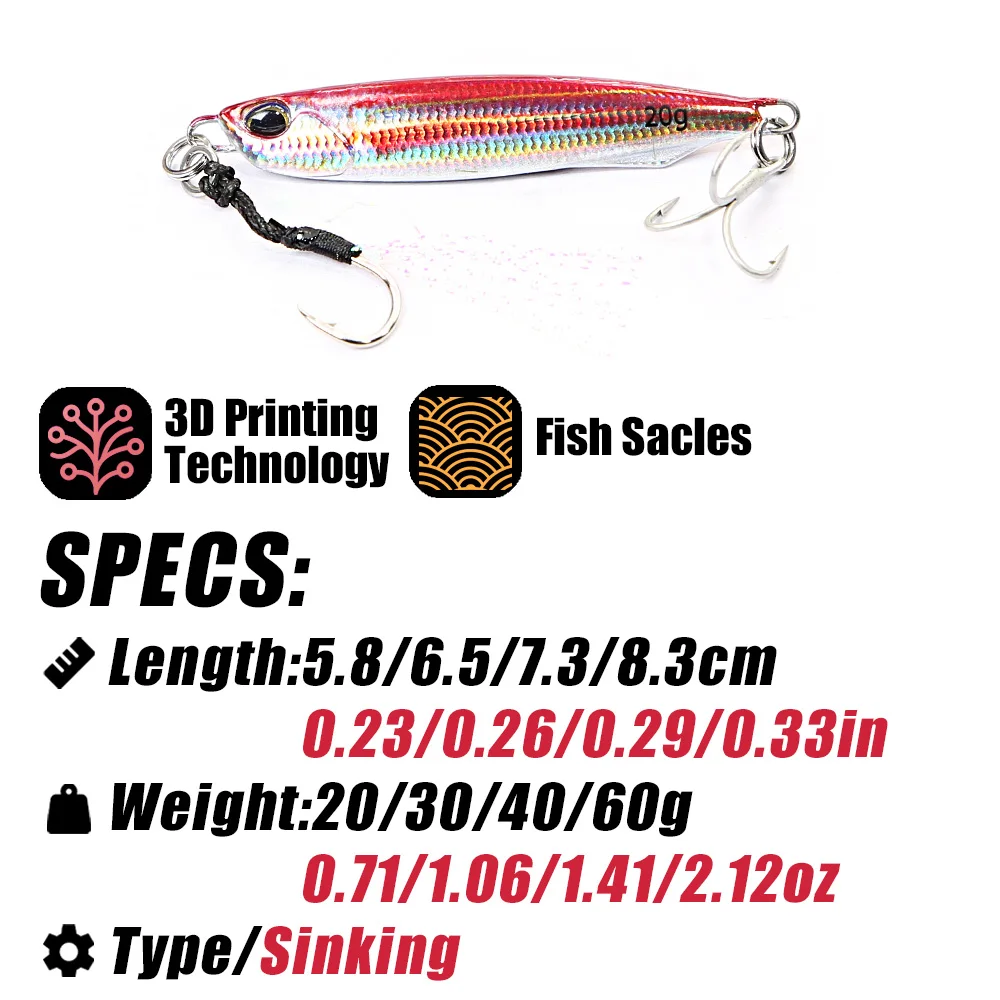 B & U-plantilla de Metal para Jigging, señuelo para lubina, plantilla de fundición para atún, señuelos de fundición larga, cebo Artificial giratorio, cuchara para pesca en agua salada - imagen 2