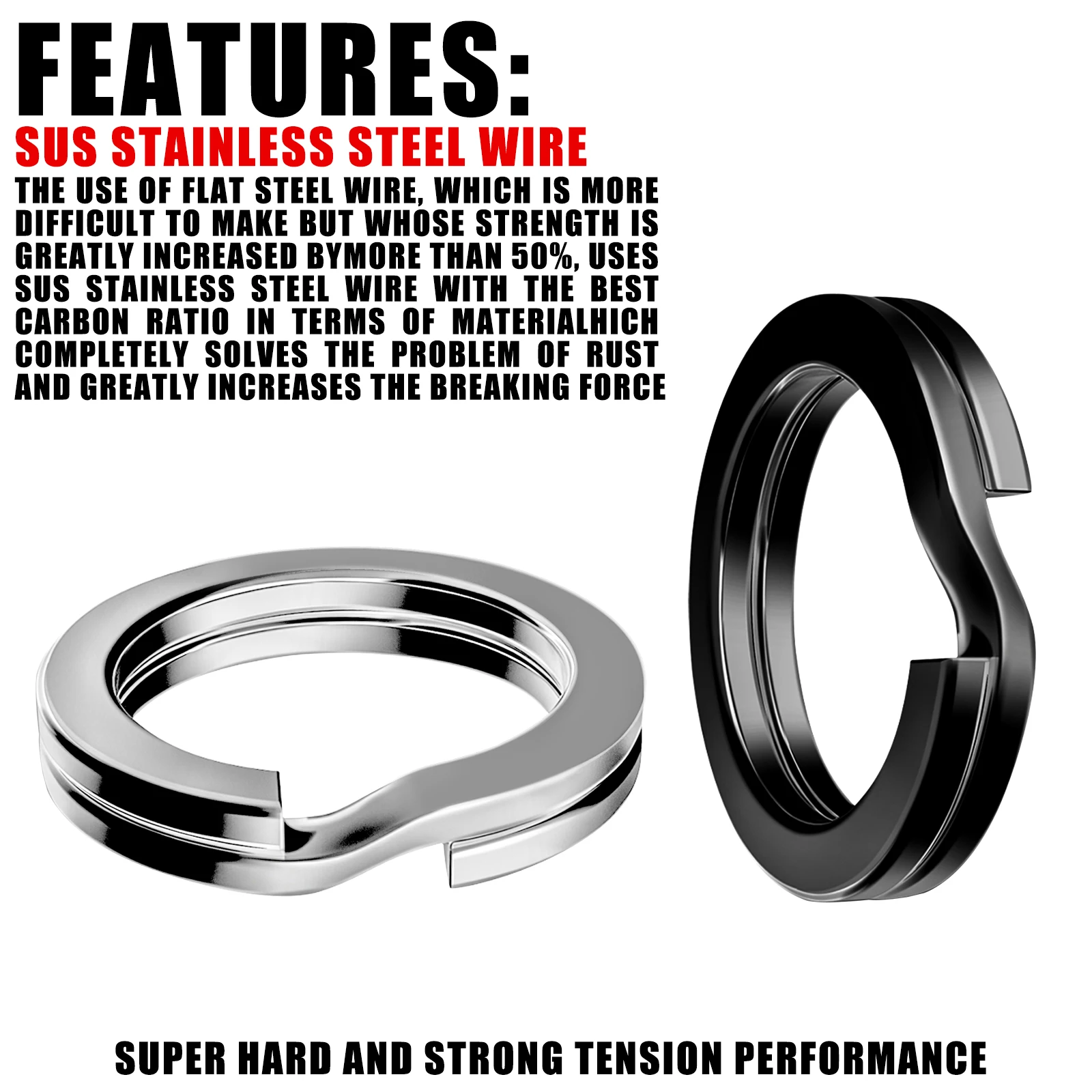 100 Uds anillos divididos de Pesca de acero inoxidable 3,5-12MM alta calidad fortalece doble círculo redondo Snap accesorios de Pesca - imagen 4