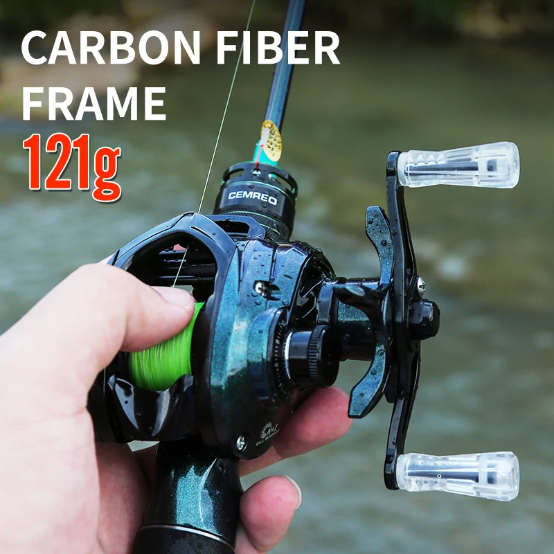 CEMREO Juego de luz Carrete de pesca de fundición de cebo Sistema de freno magnético 7.1: 1 Carrete de pesca de cuerpo pequeño Modelo:PHANTOM - imagen 3