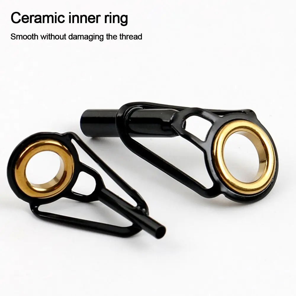 Anillo redondo de acero inoxidable ovalado duradero, ojo de guía de caña de pescar, Kit de reparación de punta de anillo de cerámica, accesorios de caja de aparejos, 5 piezas - imagen 3