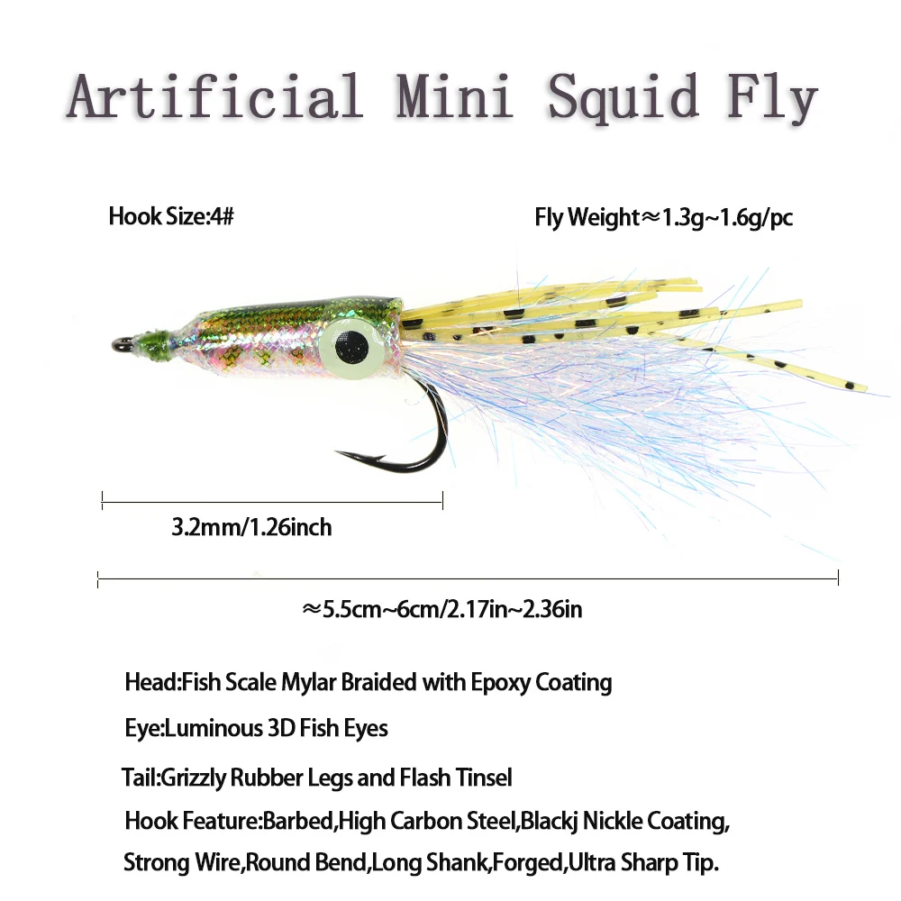 ICERIO ojos luminosos calamar mosca Artificial señuelo duro serpentinas gran juego peces moscas lubina Tarpon para especies de agua dulce y salada - imagen 2