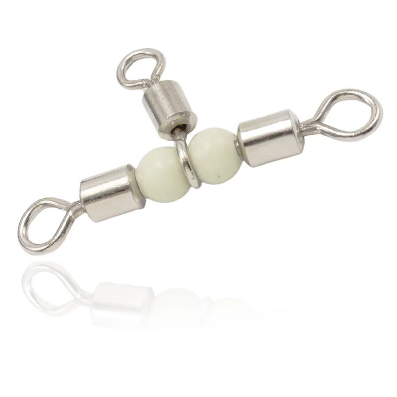 ZYZ-Cuentas luminosas giratorias de pesca en forma de T, accesorios de pesca de acero inoxidable, conector de aparejo giratorio de tres vías - imagen 5