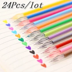 24 Uds. Recambios coloridos con cabeza de diamante, recambios creativos de bolígrafo de Gel de 12 colores, 0,38mm, papelería de oficina, suministros escolares