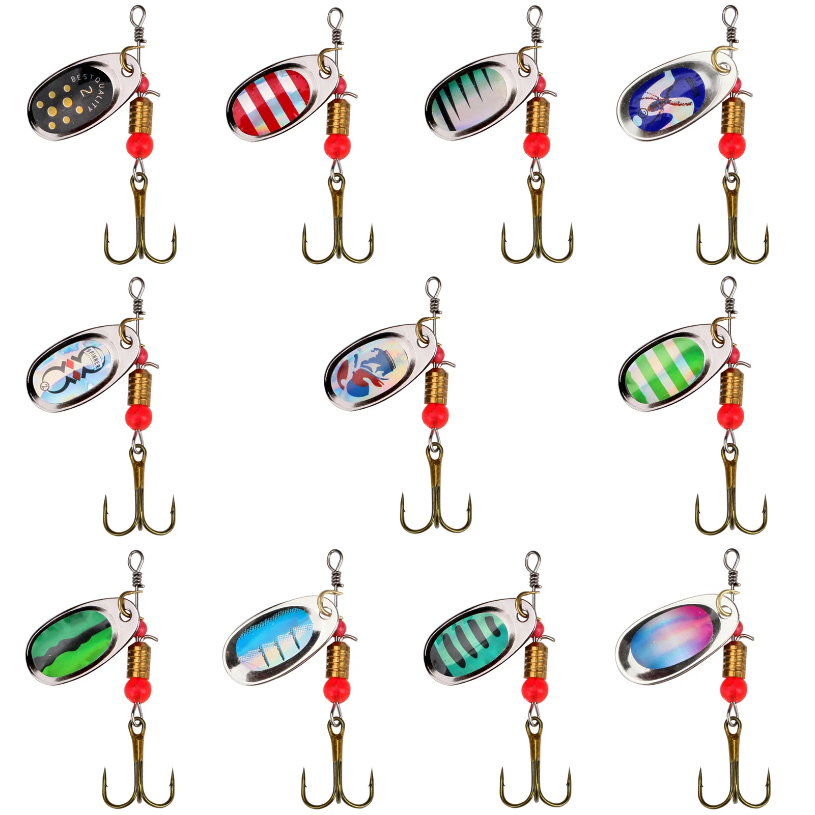 11 Uds Spinner señuelo cebo brillo Metal señuelo de pesca para carpa cruciana lubina cabeza grande portátil accesorios de pesca al aire libre - imagen 5