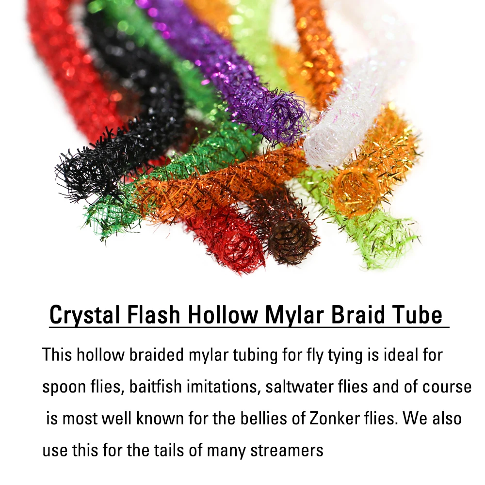 ICERIO tubo de trenza de Mylar hueco, oropel de Flash de 8mm, Material de atado de pesca con mosca para pececillos, cuerpo Zonker, moscas de agua salada, paquete de 2m - imagen 2