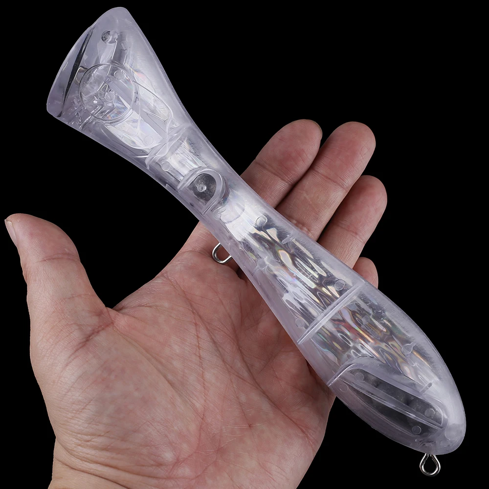 Chan'sHuang-Cebo en blanco sin pintar, 3 piezas, 200MM, 101G, sonajero de superficie, lámina holográfica en el interior, Señuelos de Pesca artificiales - imagen 4