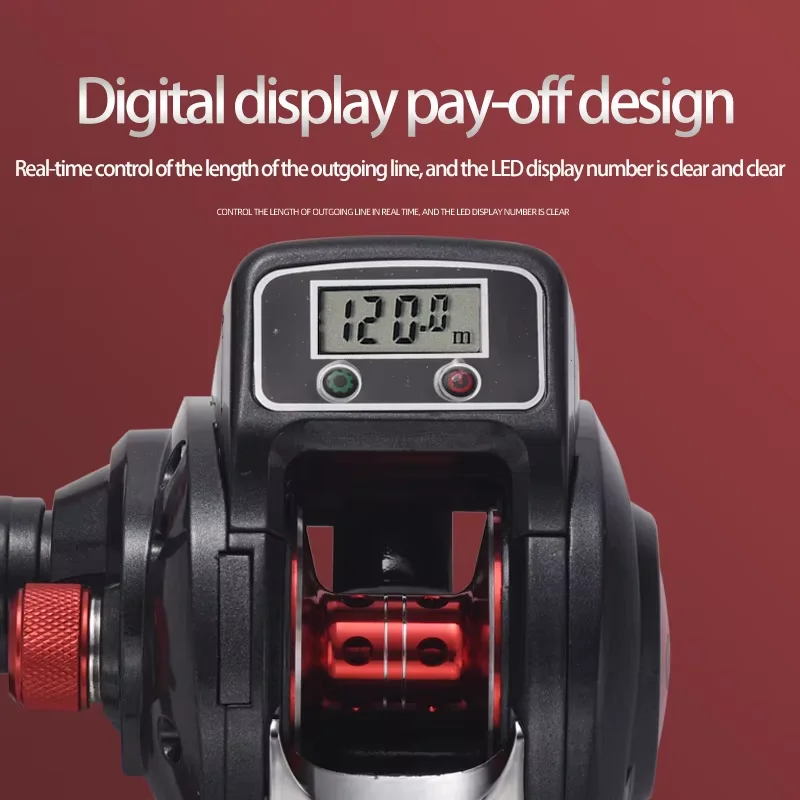 Carrete de baitcasting con pantalla Digital Lizard con pantalla de cristal líquido arrastre máximo de 5 kg con carrete y mango de metal - imagen 2