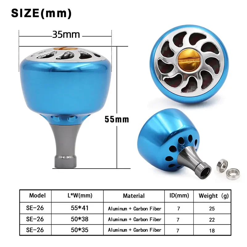 SANLIKE-perilla de mango de carrete de aluminio para Shimano A, mango Daiwa S, carretes giratorios Baitel, accesorios de pesca duros - imagen 2