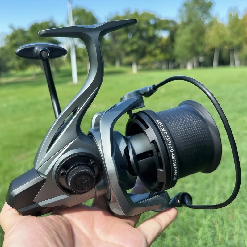 Carrete de pesca giratorio de gran capacidad, serie 9000/12000/14000, 20KG, potente relación de engranaje 4,8:1, rueda de Jigging de agua salada para todas las aguas - imagen 2