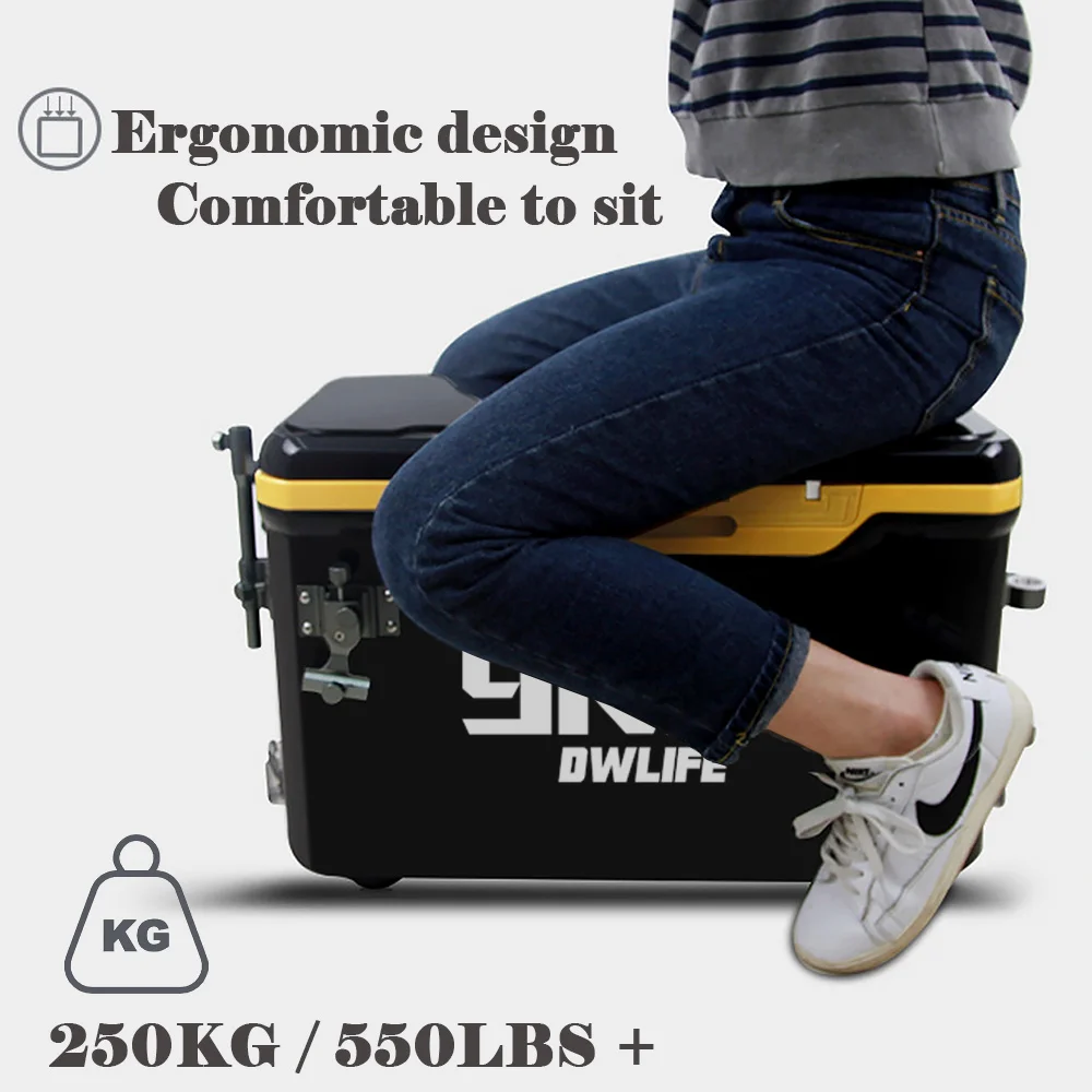 Caja de aparejos de pesca multifuncional, cubo de pesca de 36L, caja de aparejos de almacenamiento con patas elevables y rueda, equipo de almacenamiento de pesca - imagen 3