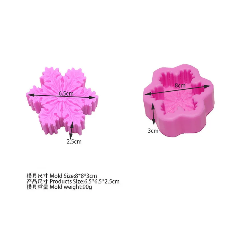 Molde de copo de nieve de silicona para Navidad, vela, jabón, bricolaje, aromaterapia, vela de escayola, molde decorativo, herramientas para hacer dulces y Chocolate - imagen 5