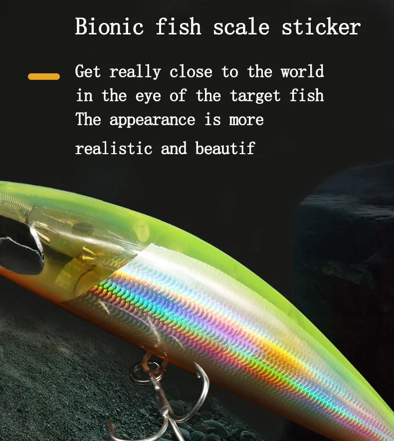 Señuelo Minnow de 120mm y 38g con anzuelo triple, señuelos Swimbait, Crankbaits de hundimiento, señuelo de pesca para lubina, aparejos de carpa Walleye - imagen 4