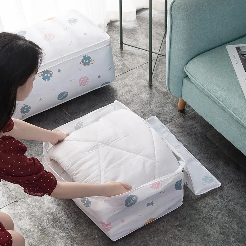 Gran oferta, bolsa de almacenamiento de edredón plegable con estampado de plumas, ropa para el hogar, edredón, almohada, manta, bolsa de almacenamiento, bolsa organizadora de equipaje de viaje, 1 ud. - imagen 4