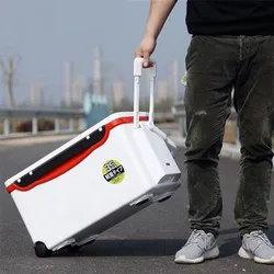 Caja de hielo de pesca de 35L, refrigerador, caja de aparejos de pesca con ruedas, cubierta plana kta이ktarsicaja de almacenamiento de asientos de mar para pesca de agua dulce