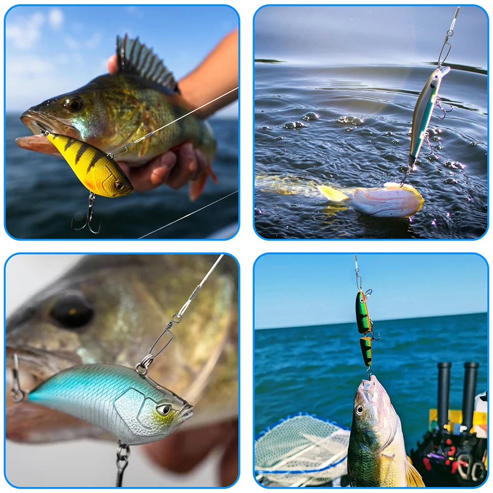 10 Uds. Líderes de pesca de fluorocaron 20LB-50LB línea líder de alambre de fluorocarbono con giratorios y broches conectar aparejos señuelos aparejo o anzuelo