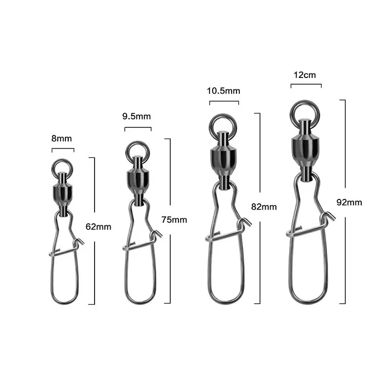 Weihe 20 piezas conector giratorio a presión Pin rodamiento de bolas Kit de hebilla de anillo rodante Pesca línea de señuelo conectar herramientas de Pesca de bloqueo cruzado - imagen 5