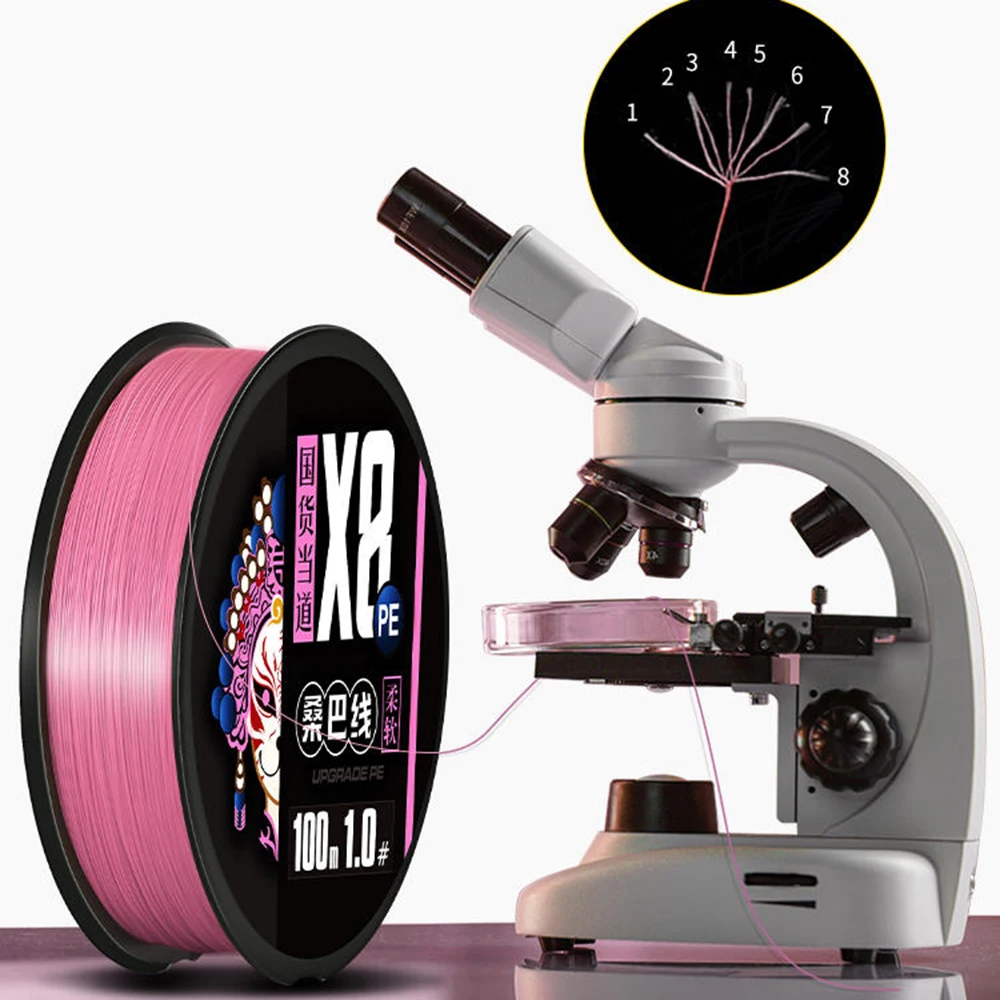 Thornsline-sedal de pesca trenzado Ultra suave, 100M, 500M, 8X, hilo de pesca multifilamento rosa de Japón, línea de pesca de PE para carpa - imagen 5