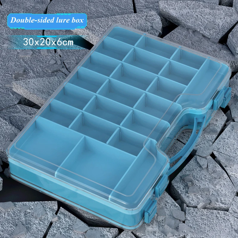 Caja de aparejos de pesca de doble cara, accesorios de pescador, gran capacidad, almacenamiento impermeable, gancho, contenedor de herramientas de cebos - imagen 2