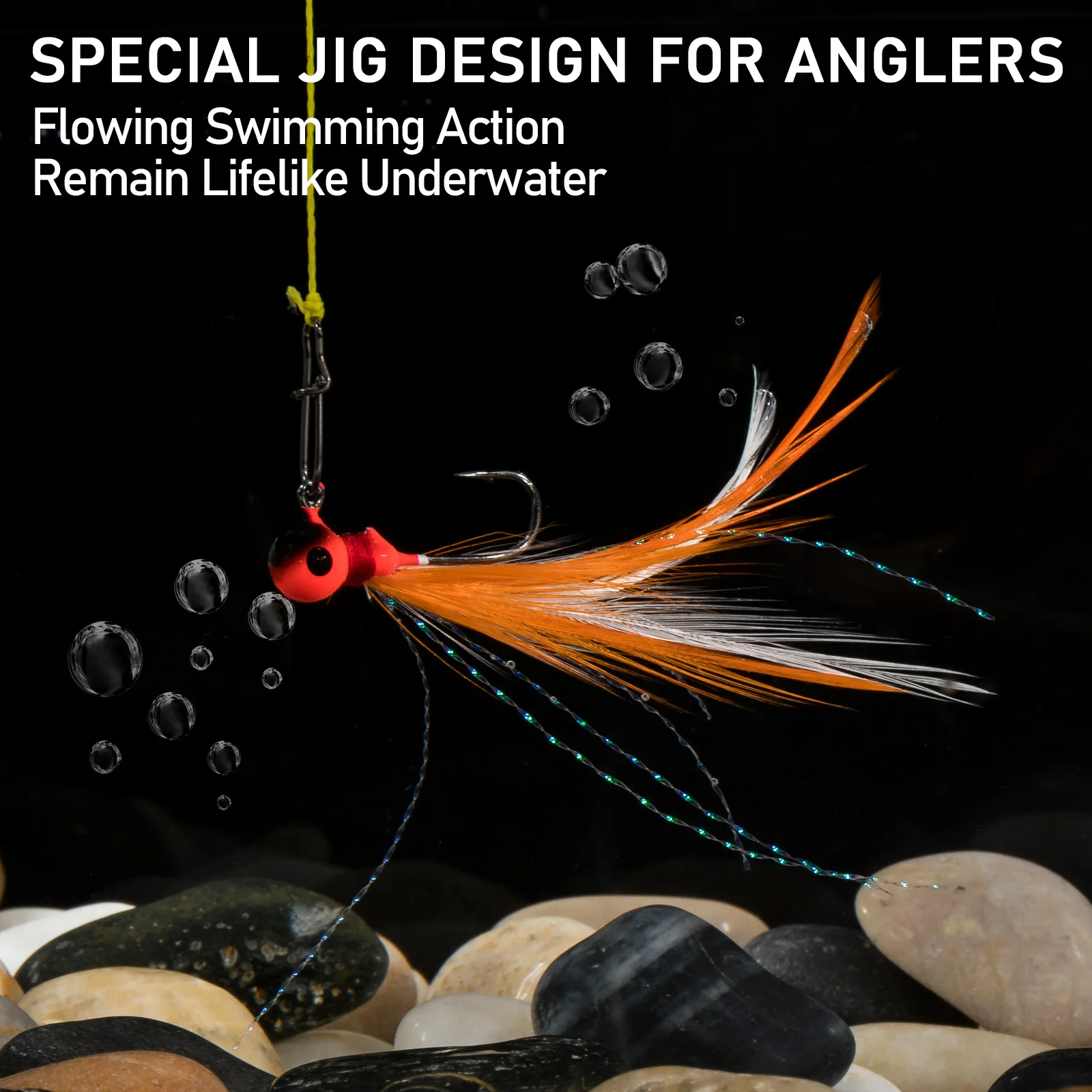 Anzuelo jig head con cabeza redonda y plumas para swimbait - imagen 3