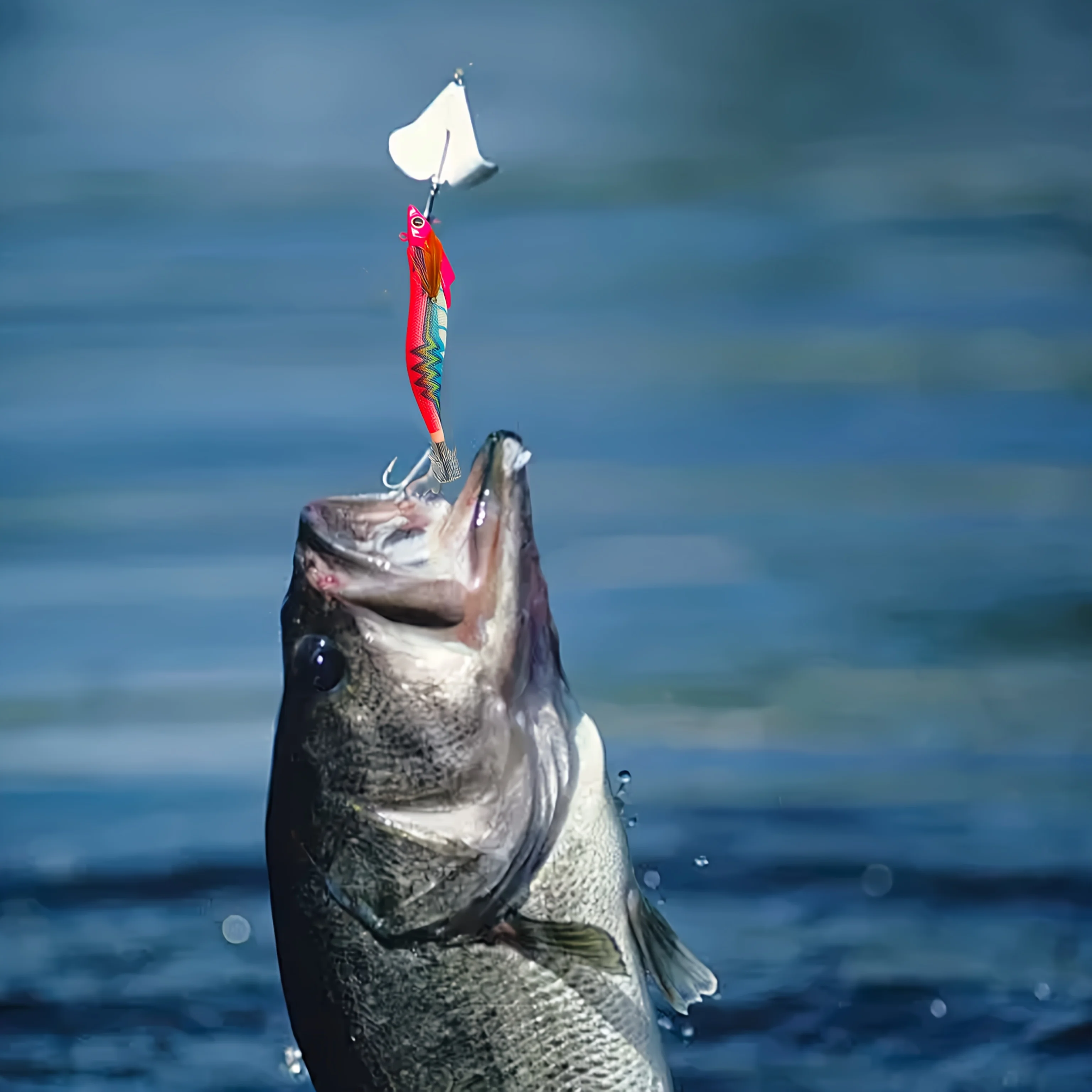 Anzuelo luminoso de madera para camarones y calamar, cebo fluorescente con tinta para peces, cabeza de plomo, calamar, equipo de pesca luminoso fuerte, liquidación, 1 ud. - imagen 5