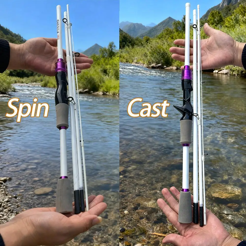 Caña de pescar con señuelo giratorio/fundido de fibra de carbono de 4/5 secciones, caña alimentadora de carpa de acción eléctrica ML con mango EVA para regalo de trucha lubina - imagen 2