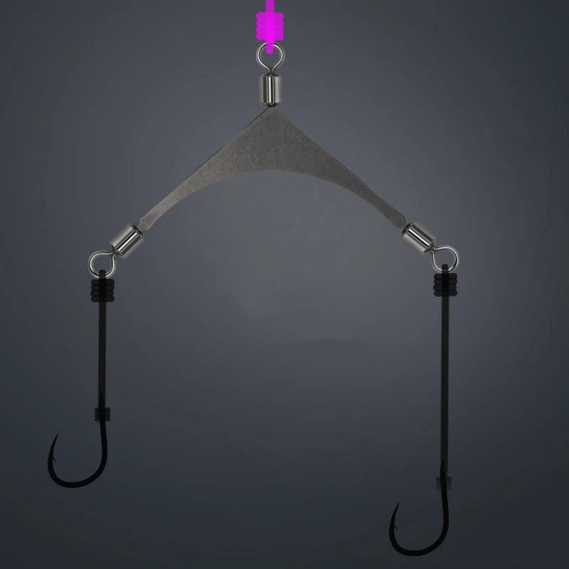 Un soporte de gancho de pesca diseñado para un accesorio fácil y seguro a una línea de pesca