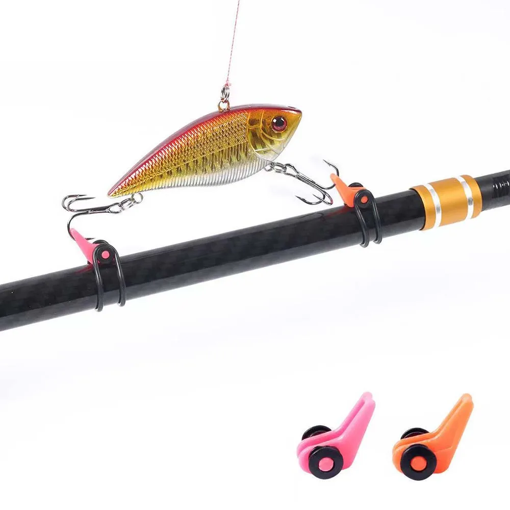 Custode de cebo de pesca, 10 Uds., soporte seguro de colores mezclados, anillo de gancho, cierre de señuelo de gusano, colgador de ángulo para aparejos de fundición de plantilla de caña - imagen 3