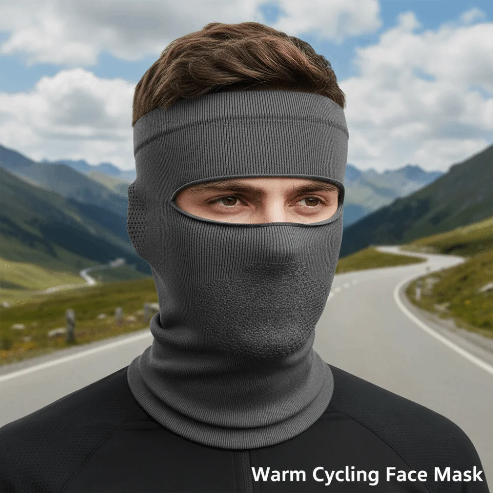 Máscara de montar cálida elástica a prueba de viento protección del cuello cubierta facial cálida superior vacía Color sólido cómoda máscara de cara de ciclista ciclismo - imagen 4