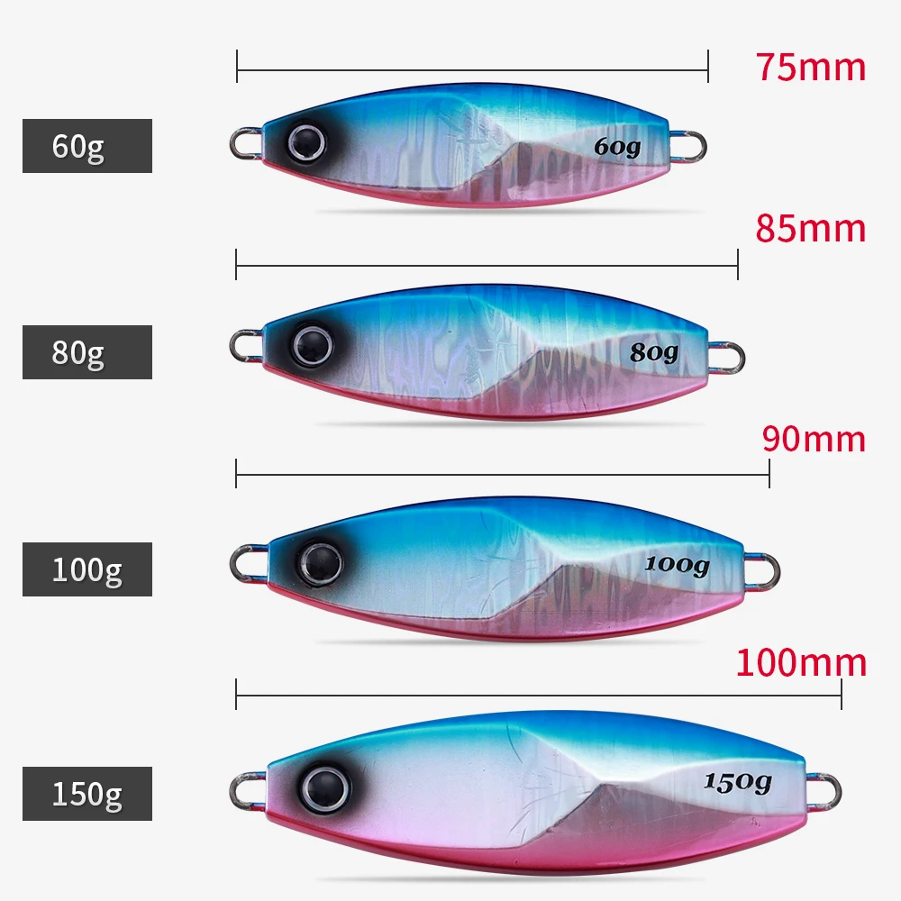 CASTFUN plantillas de Metal 60g 100g UV lento agua salada Jigging señuelo Jigging cebos artificiales señuelos aparejos de pesca - imagen 2