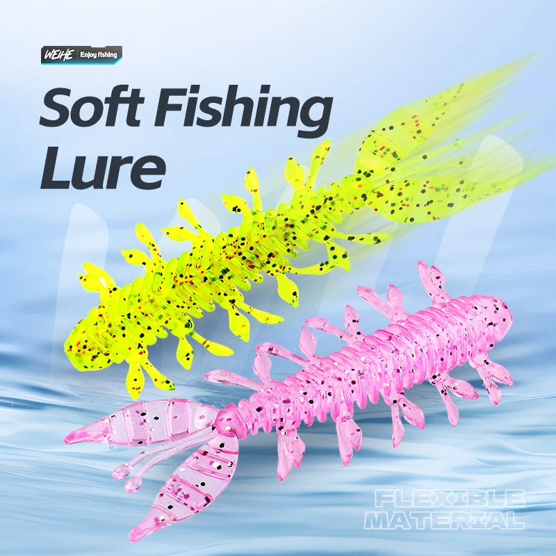 WEIHE 10 Uds. Camarones temblorosos tipo B 7,5 cm 3,2g insecto alienígena en forma de camarón cebo blando Luya