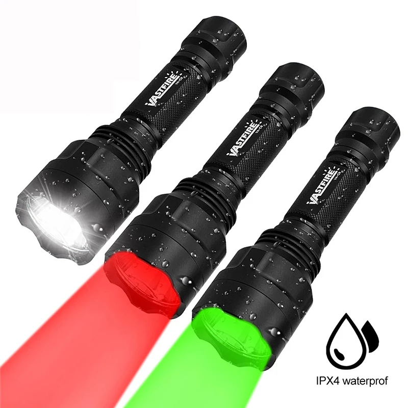 Linterna táctica LED verde/roja/blanca para caza C8, linterna profesional de 1 modo + 18650 + cargador + interruptor remoto + soporte para mira de Rifle - imagen 2