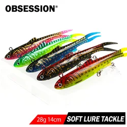 Señuelo jigging con cebo de goma y triple anzuelo para lucio