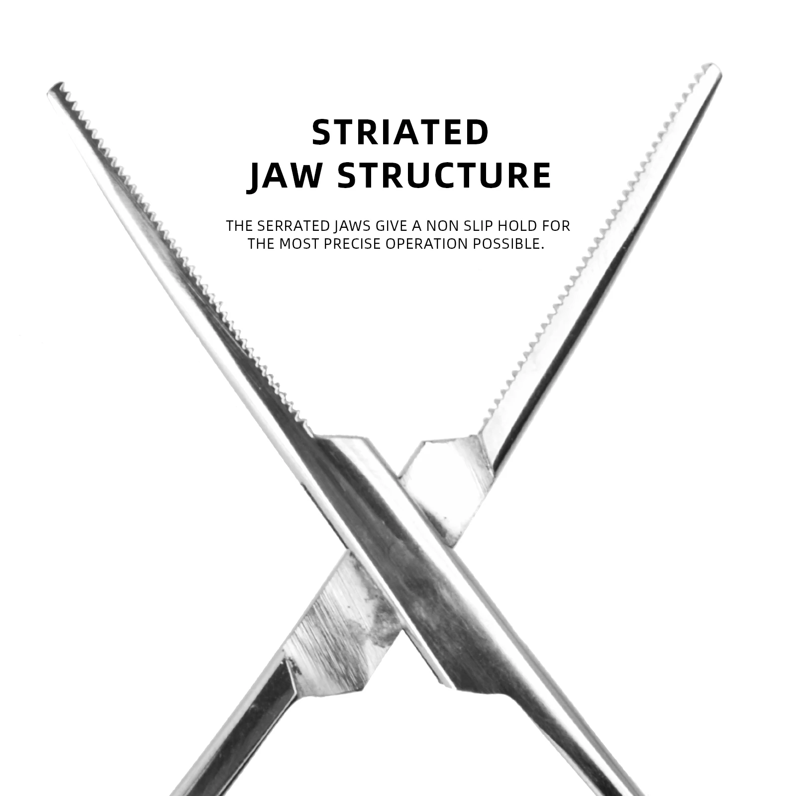 Alicates de pesca de acero inoxidable SF de 6,3 pulgadas, pinzas de pesca, removedor de anzuelos, pinzas hemostáticas, herramientas de pesca rectas plateadas - imagen 4