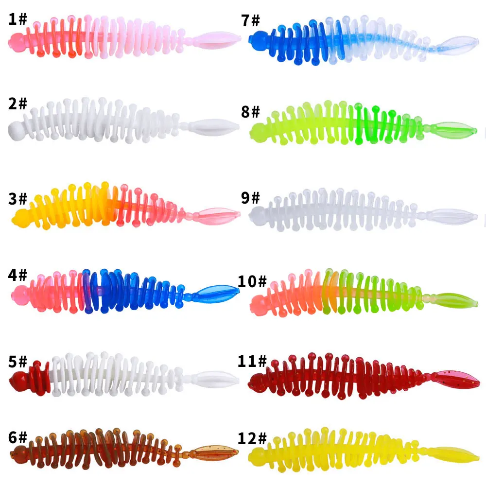 Señuelos de silicona tipo gusano 6 cm – Trucha y lubina - imagen 4