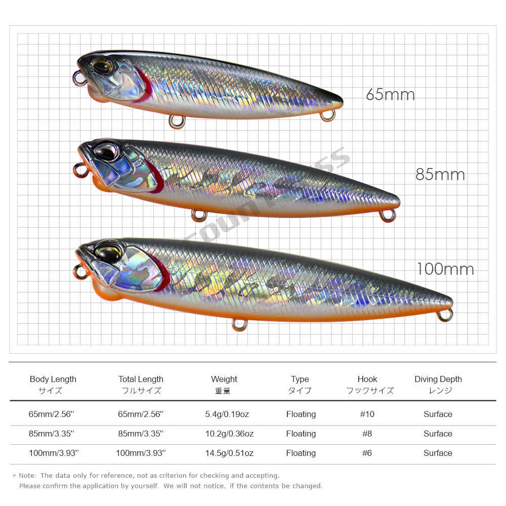 COUNTBASS-cebos para caminar, 65mm, 85mm, 100mm, Señuelos de pesca en superficie, palo flotante, Wobblers, Leurre de superficie, aparejos de pescador