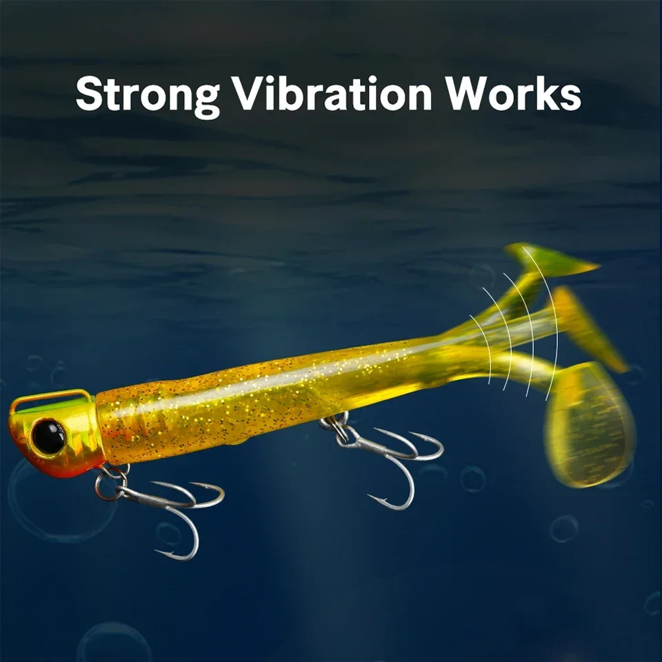 TSURINOYA-Jig Head de fundición larga, juego de señuelos blandos con cola en T, 110mm, 35g, 2 uds., señuelo de pesca que se hunde, cebo Artificial, Wobbler de lubina - imagen 5