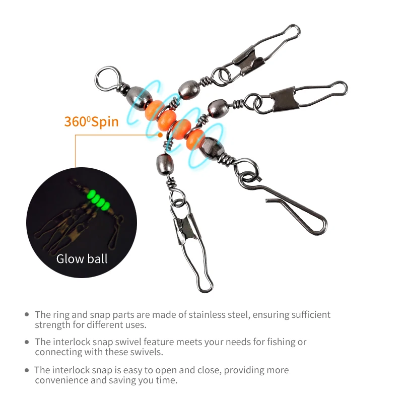 Nuevo Juego de 45 Uds de rodamientos de pesca, anillo sólido, plantilla de calamar, señuelo giratorio, conector de pesca con enclavamiento, accesorios a presión - imagen 4