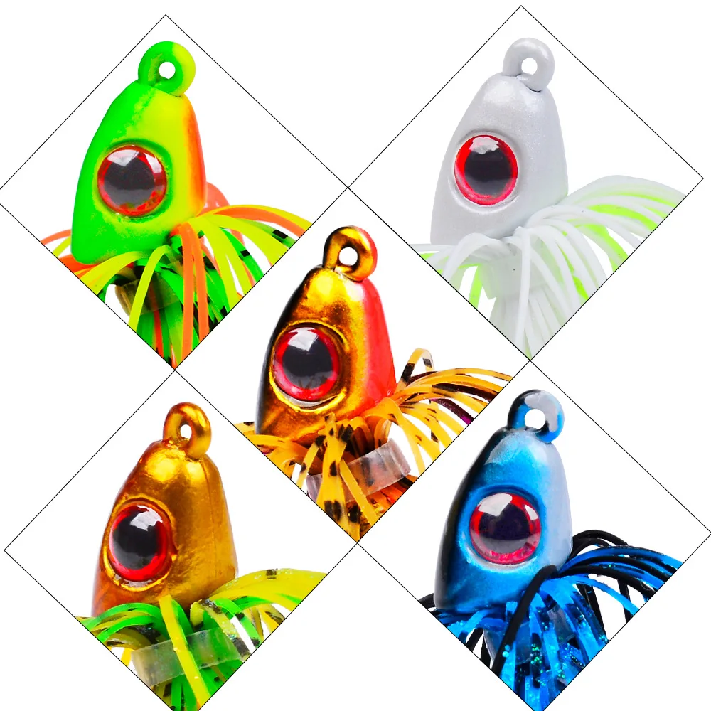 Señuelo de hombre barbudo, 5 uds., Spinnerbaits, borla, brillo, fondo colgante, biomimético, anzuelo de plomo, señuelo de pesca - imagen 5