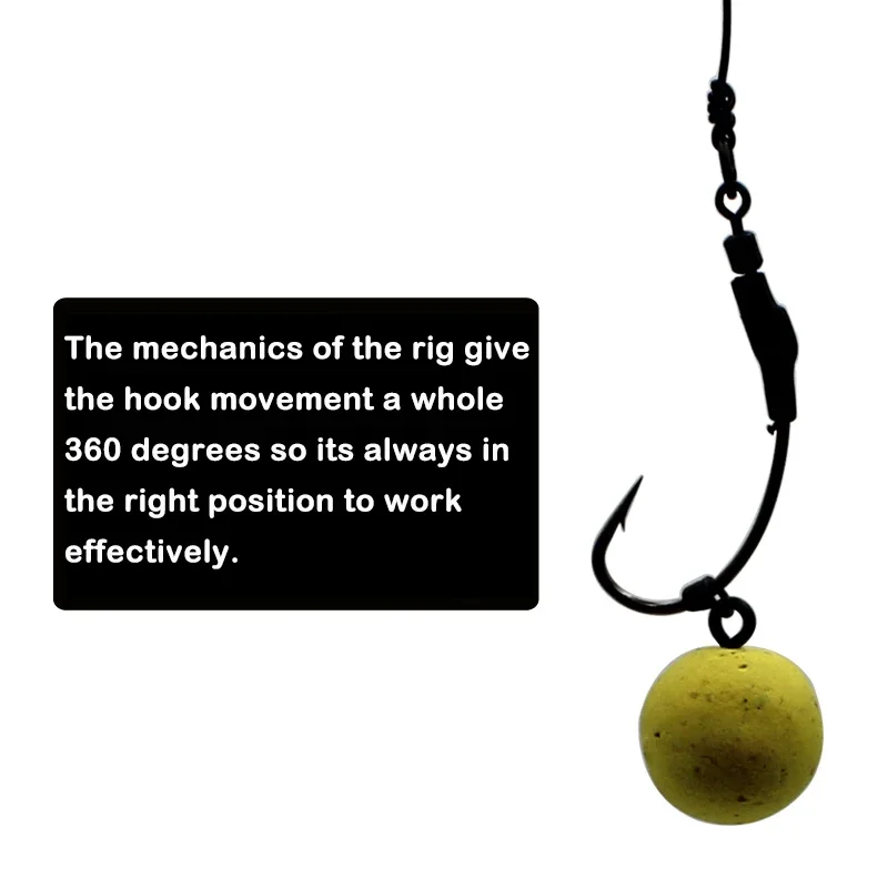 Plataforma lista para pesca de carpa, Ronnie Spinner, lista con gancho, cuentas, cebo giratorio, gancho de tornillo, 4/6/8, accesorios recubiertos PTEF, 3 uds. - imagen 4