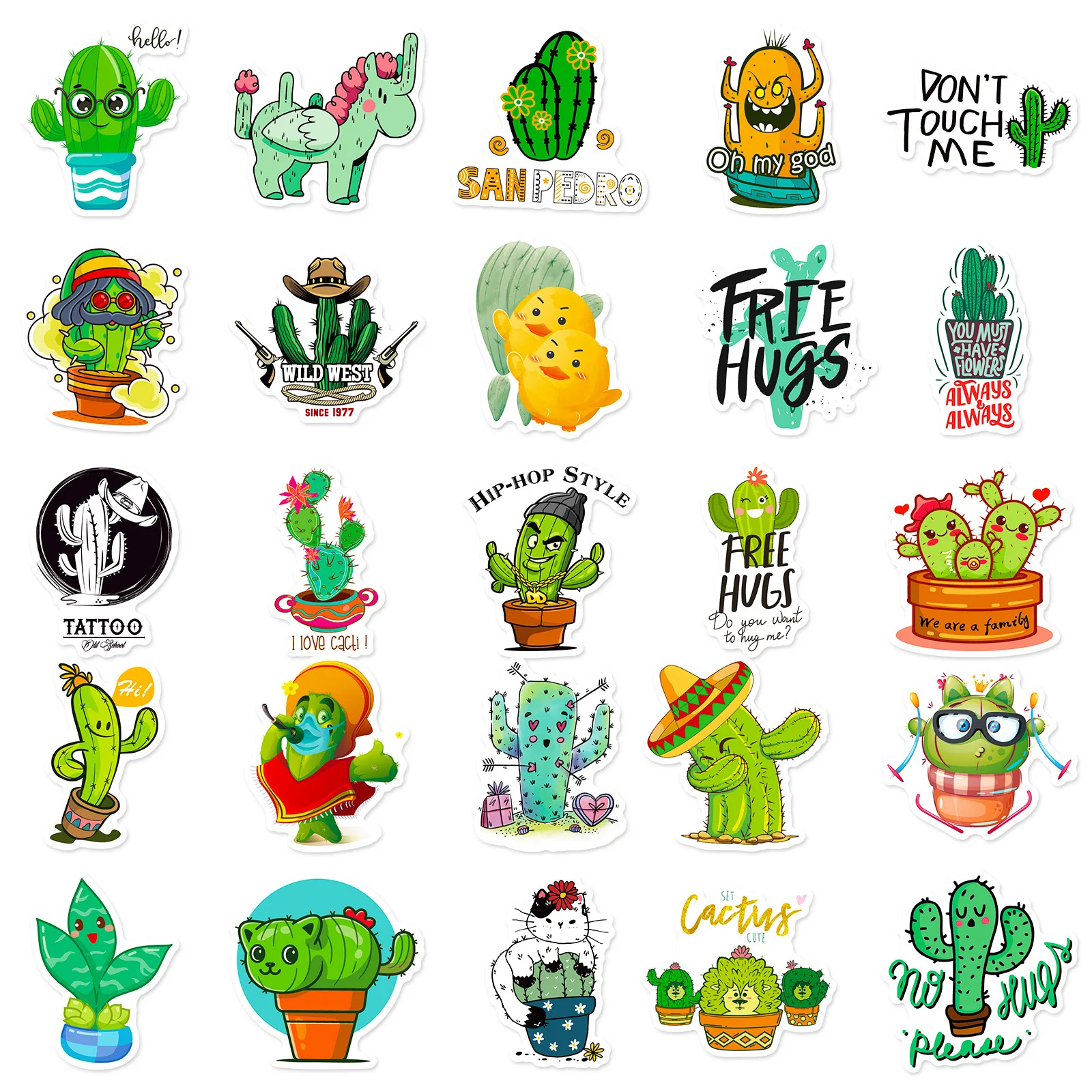 50 Uds. De pegatinas de grafiti de dibujos animados de plantas y Cactus, bricolaje, teléfono, guitarra, portátil, maleta, taza, pegatina impermeable, juguete para niños - imagen 5
