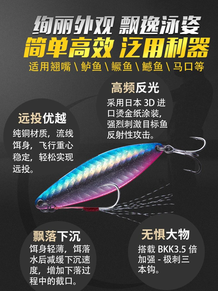 EWE Shansha-señuelo de pesca con plantilla de caída lenta, lentejuelas de Metal VIB, 7/11/14/18/22/28g, capa de natación completa, cebo falso Wobbler Artificial - imagen 4