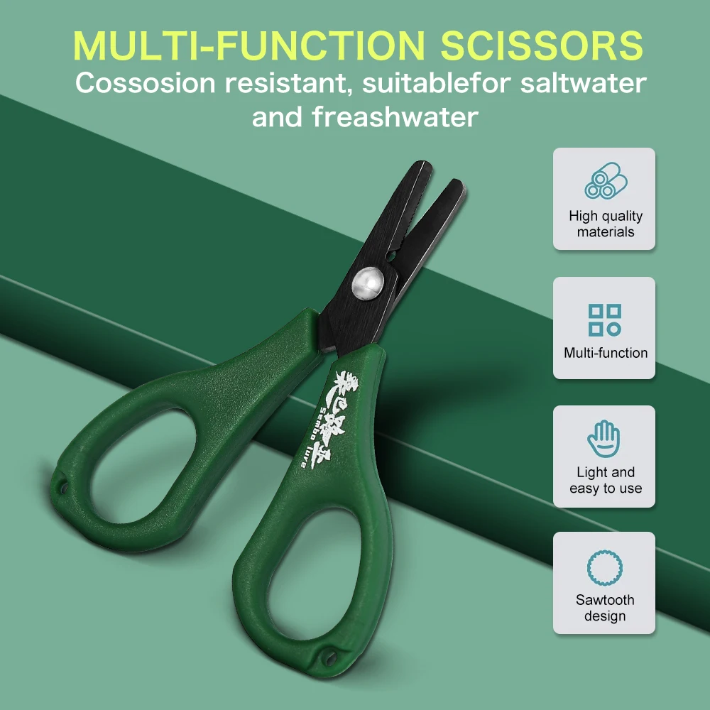 ZUKIBO-tijeras de pesca de acero inoxidable, alicates de tijera portátiles, corte de línea de PE, cortador de línea trenzada, accesorios de herramientas de pesca de carpa - imagen 4