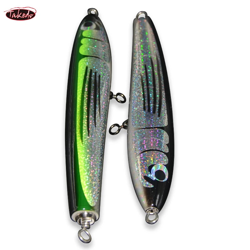 TAKEDO JY58 cebo de tilo, señuelos Topwater de 200MM, 80G, señuelo tipo lápiz de madera, Wobblers de fundición larga, señuelo para curricán de atún, pesca en barco - imagen 3