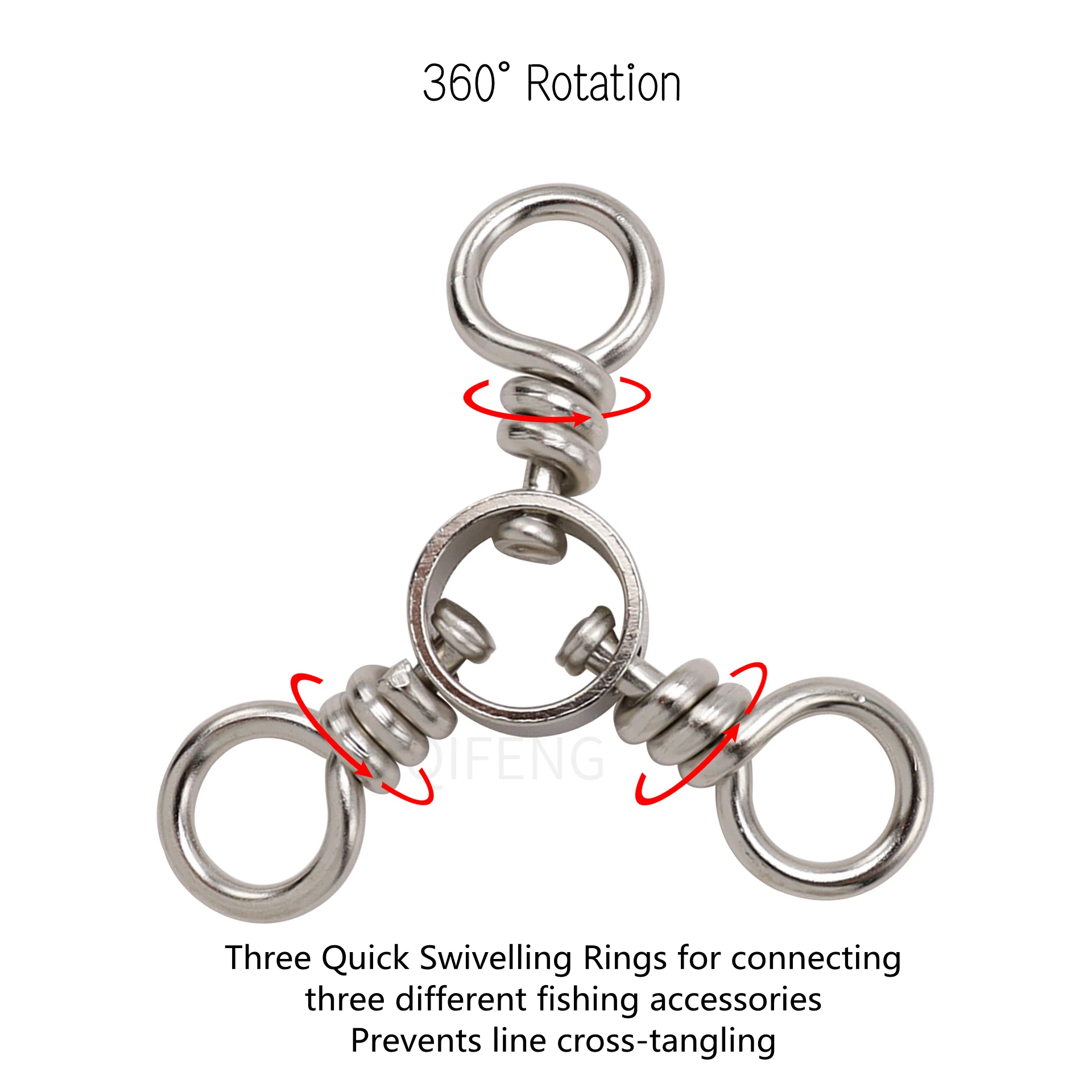 ZYZ-conector de pesca de mar de acero inoxidable, giratorios de 3 vías, anillo sólido Triple, accesorios de pesca, aparejos de aparejo giratorio de 3 vías - imagen 4