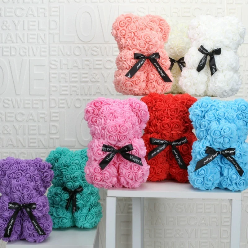 Romántico Día de San Valentín, creativo, flor eterna, oso rosa, regalo de Navidad, oso de abrazo, regalo de decoración de flores de boda - imagen 3