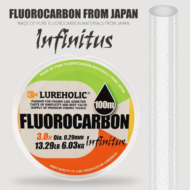 루어홀릭 인피니티 울트라 소프트 100% 플루오로카본 낚싯줄 100m 1.0 # -10 # 초강력 낚싯줄 강한 내마모성 - imagen 3