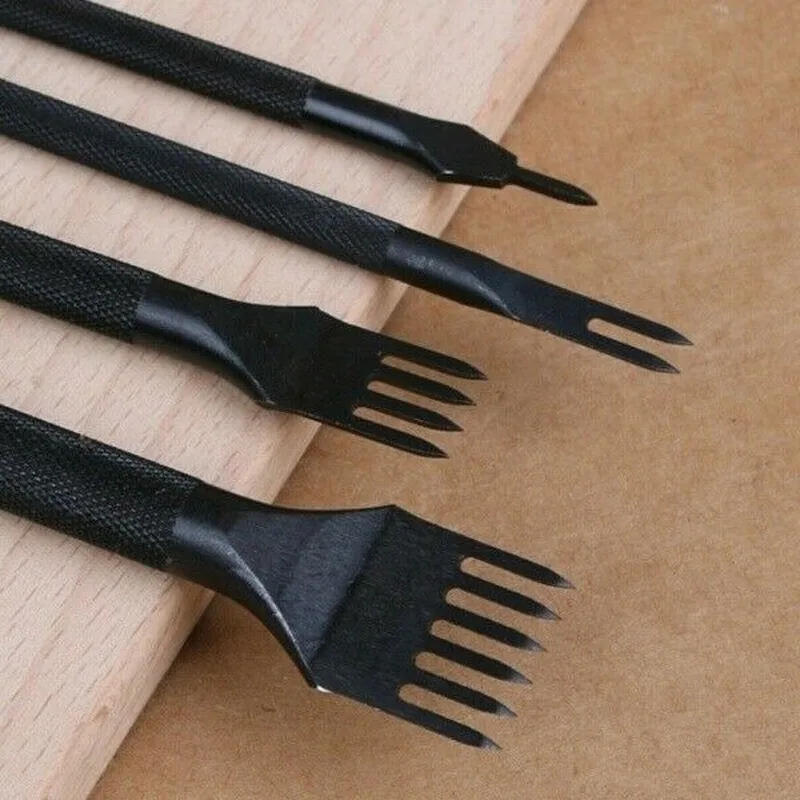 4 Uds. Herramientas artesanales de cuero de calidad, perforadoras, juego de herramientas de punzón de costura, 1 + 2 + 4 + 6 puntas, juego de herramientas de cuero - imagen 4