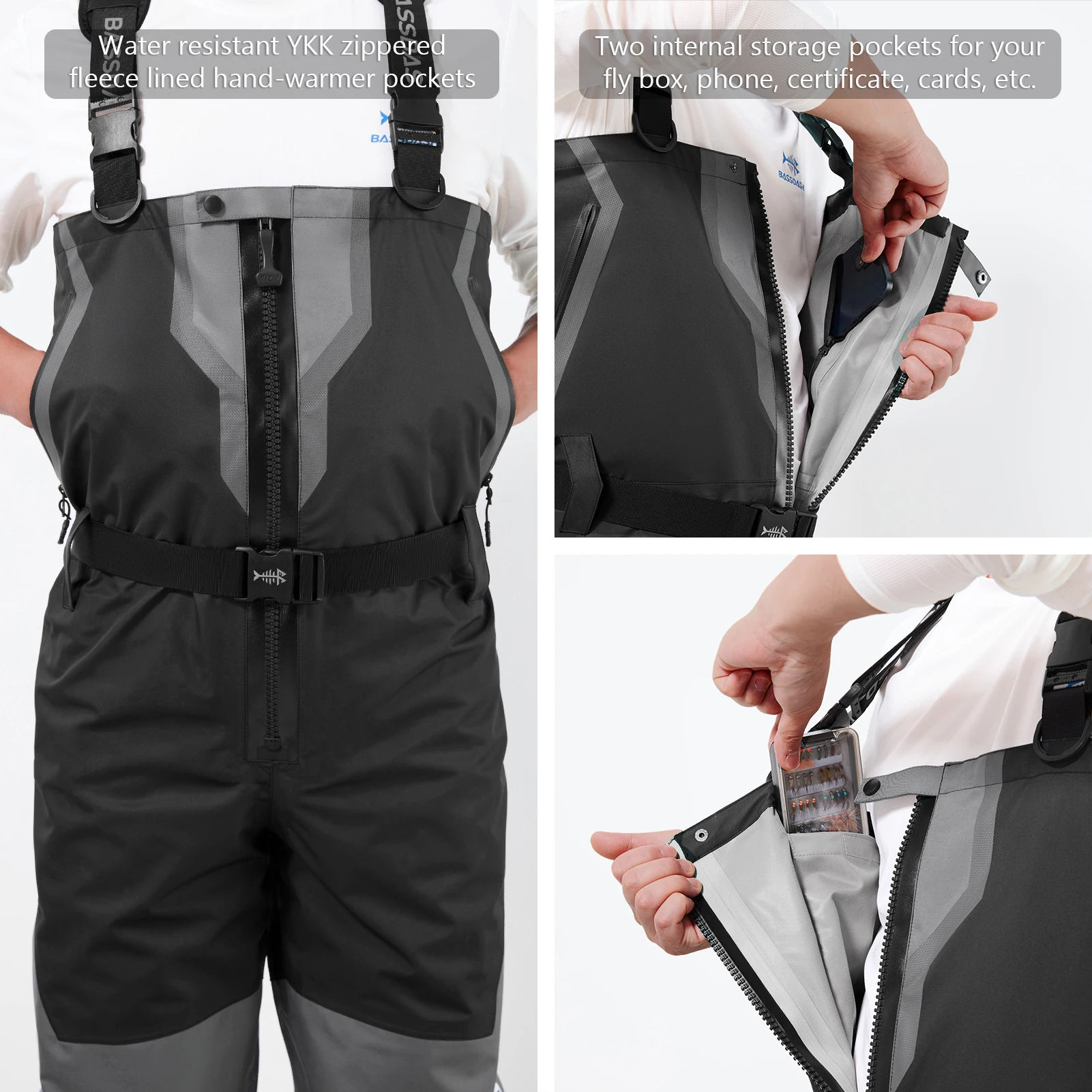 BASSDASH VORTEXIS Botas de pescador transpirables con cremallera para hombre, impermeables para pesca con mosca, media de caza, pie ligero - imagen 5