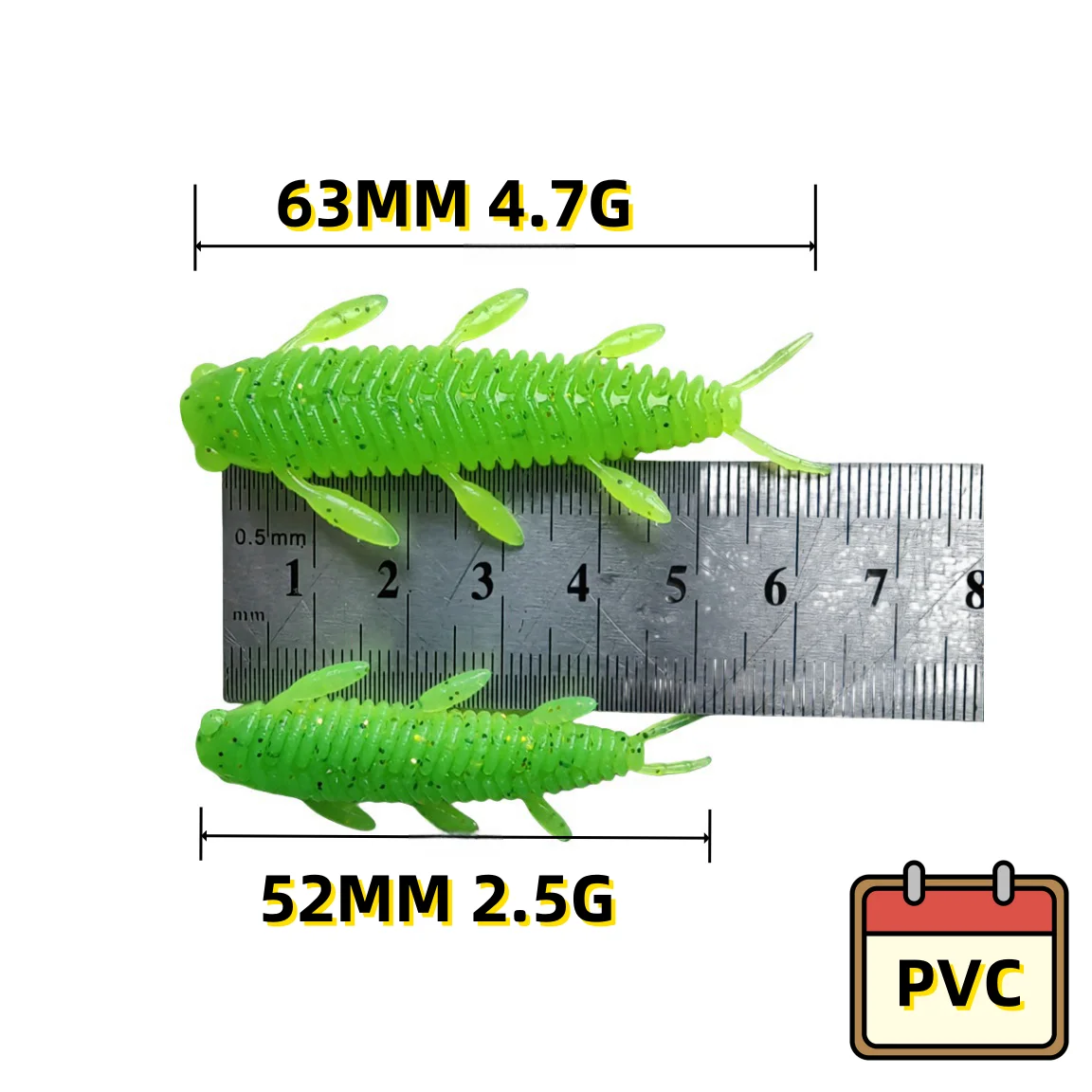 MUKUN-señuelo de Pesca de gusano suave que se hunde, 8 Uds., 52mm/63mm, sin aparejo de plomo, cebo de silicona, aparejos de Pesca artificiales - imagen 5